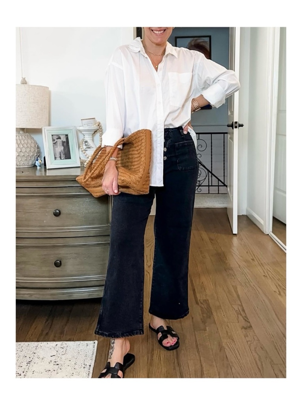 High Waist Wide Leg Ankle Cropped Jeans | Size 12 | EUC - Picture 5 of 7